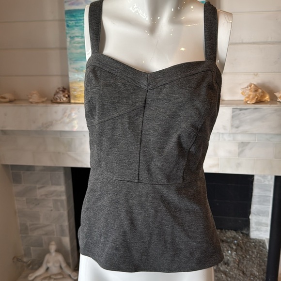 CAbi 552 Over The Moon Charcoal Gray Ponte Bustier Peplum Top Size 6 - Picture 5 of 15